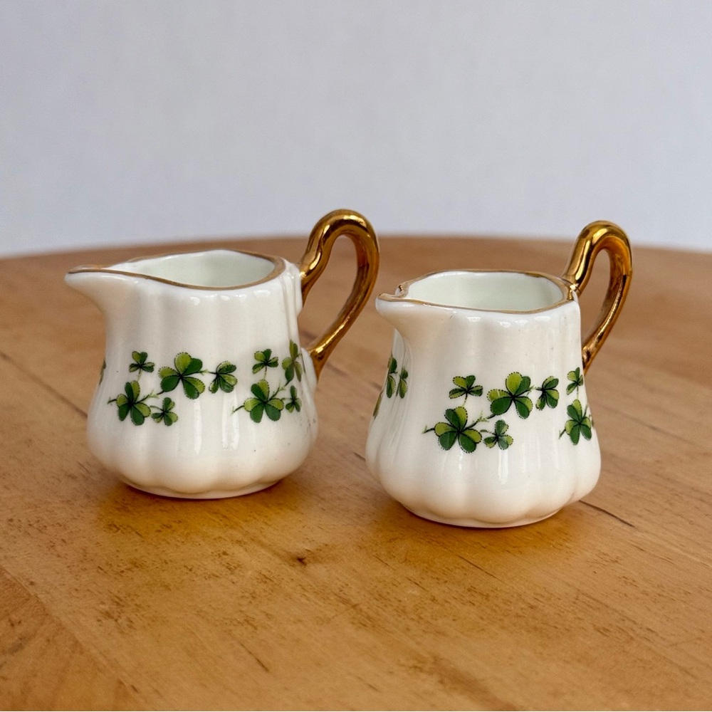 Vintage Sanford England Bone China Miniature Doll House Shamrock Pitchers